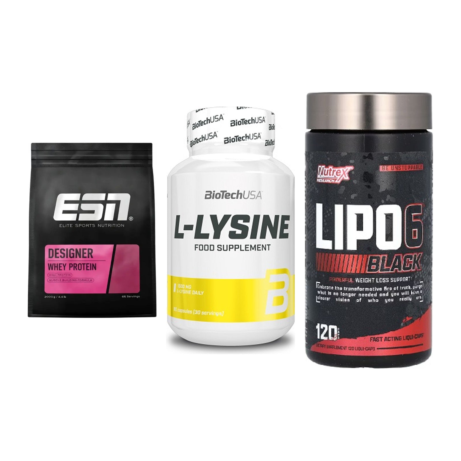 Definitionsphase-Set: ESN Designer + BioTech L-Lysi + Nutrex Lipo 6 – alle enthaltenen Artikel