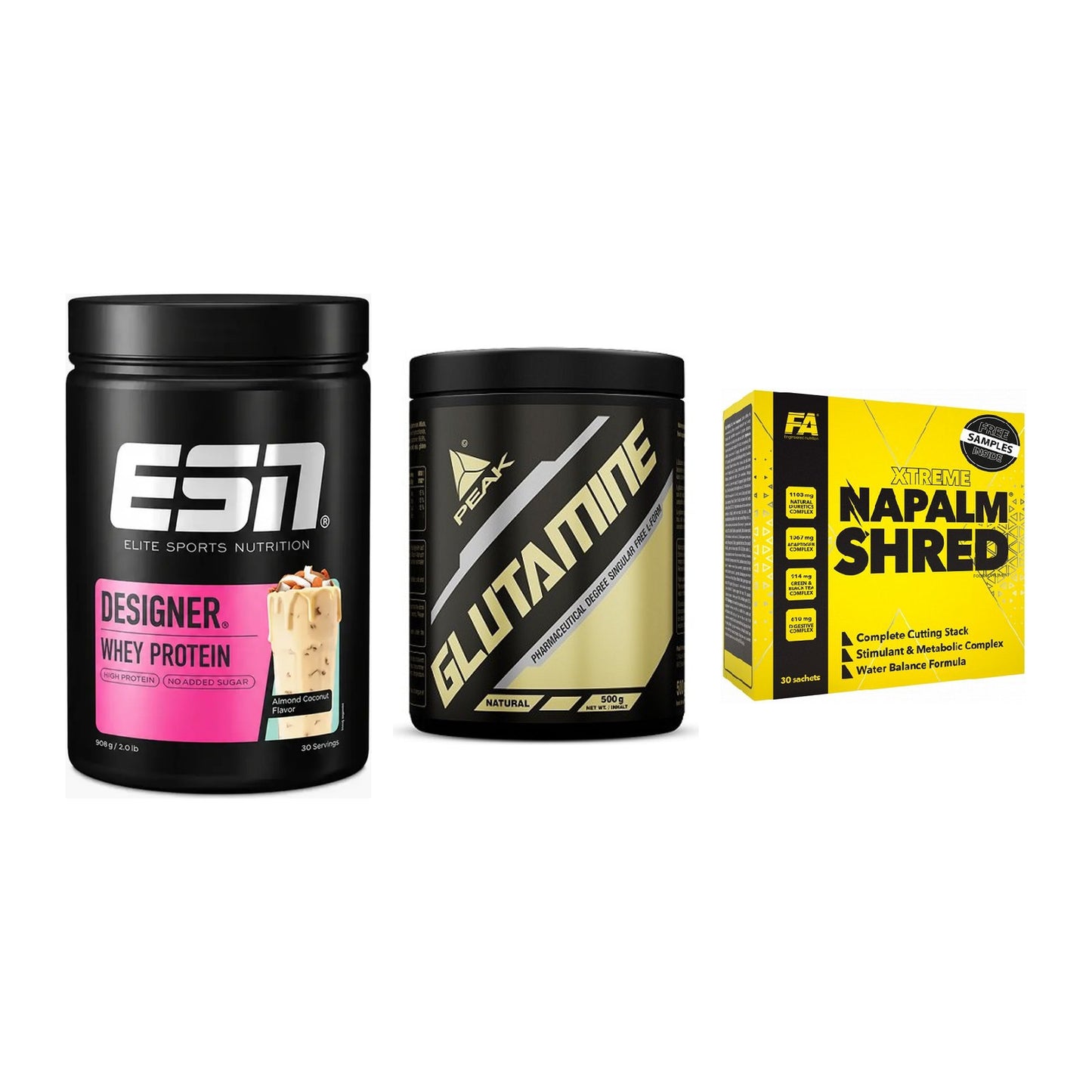 Definitionsphase-Set: ESN Designer + Peak Glutamin + FA Nutrition – alle enthaltenen Artikel