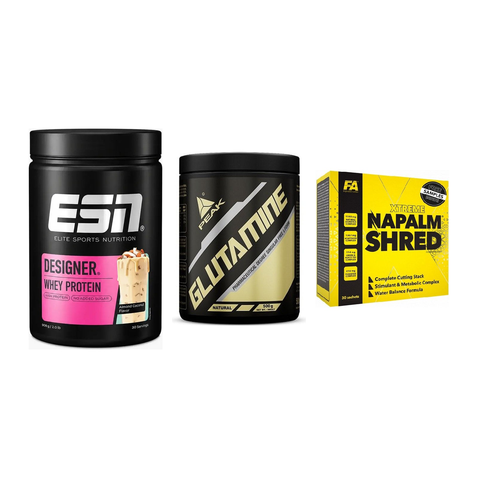 Definitionsphase-Set: ESN Designer + Peak Glutamin + FA Nutrition – alle enthaltenen Artikel