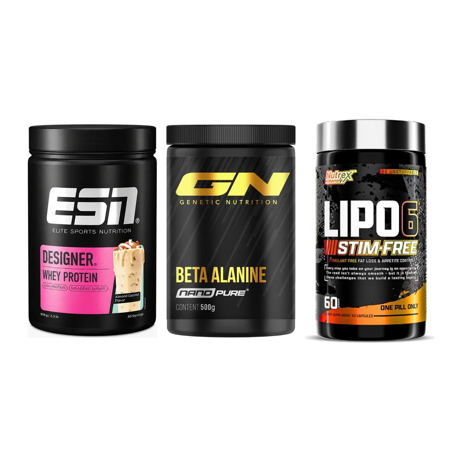 Definitionsphase-Set: ESN Designer + GN Nano Beta + Nutrex Lipo 6 – alle enthaltenen Artikel