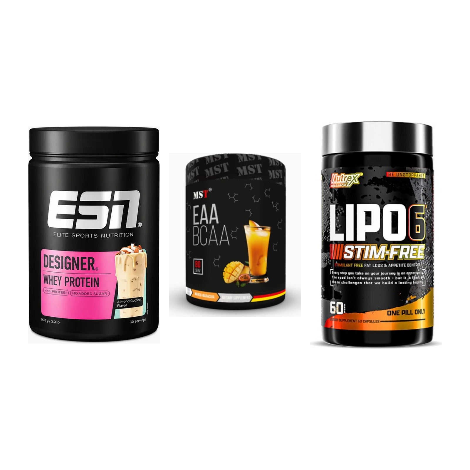 Definitionsphase-Set: ESN Designer + MST EAA & BCAA + Nutrex Lipo 6 – alle enthaltenen Artikel