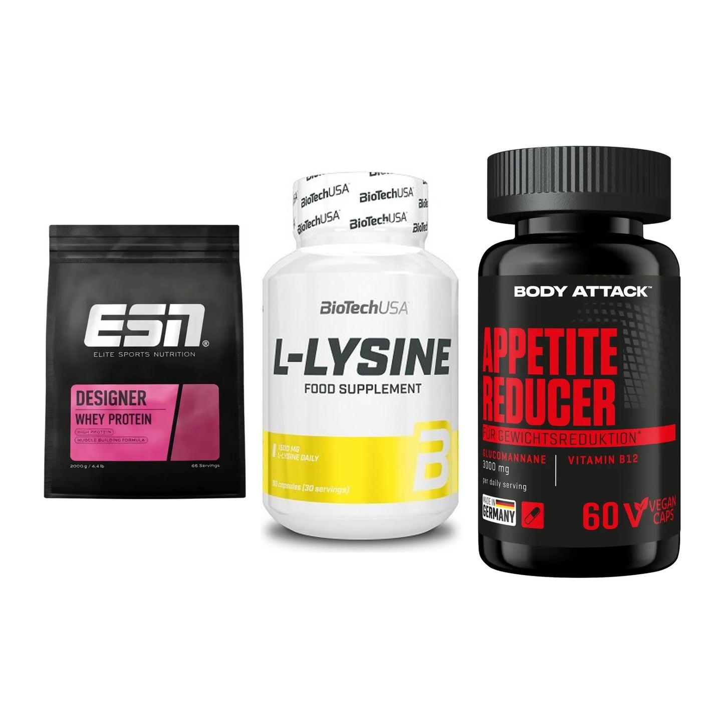 Definitionsphase-Set: ESN Designer + BioTech L-Lysi + Body Attack – alle enthaltenen Artikel