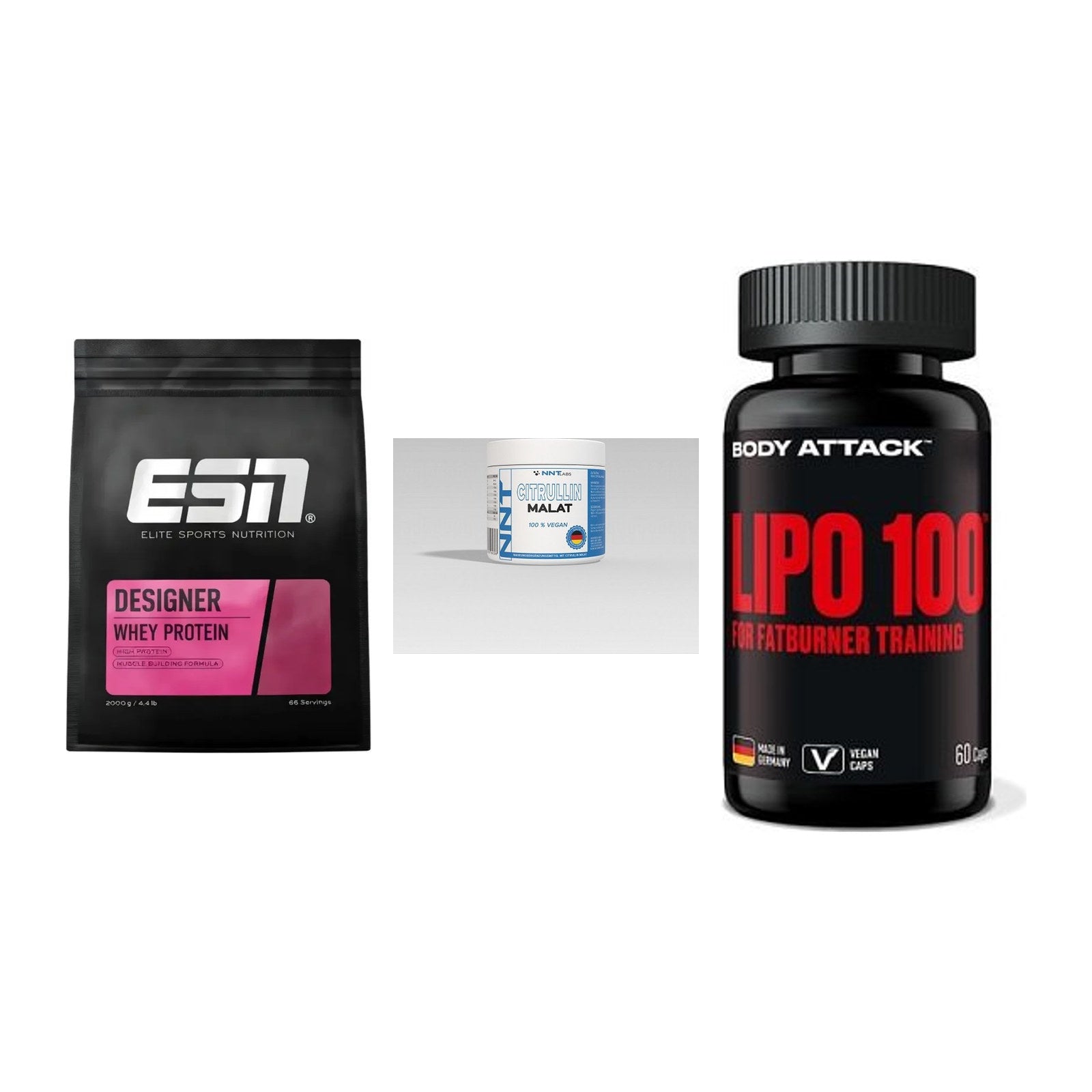 Definitionsphase-Set: ESN Designer + NNT Citrullin + Body Attack – alle enthaltenen Artikel
