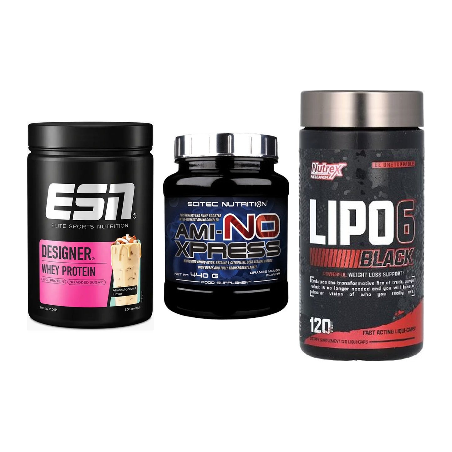Definitionsphase-Set: ESN Designer + Scitec Ami-NO + Nutrex Lipo 6 – alle enthaltenen Artikel