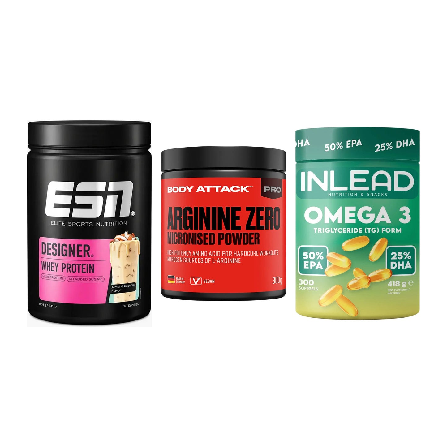 Definitionsphase-Set: ESN Designer + Body Attack + INLEAD Omega-3 – alle enthaltenen Artikel
