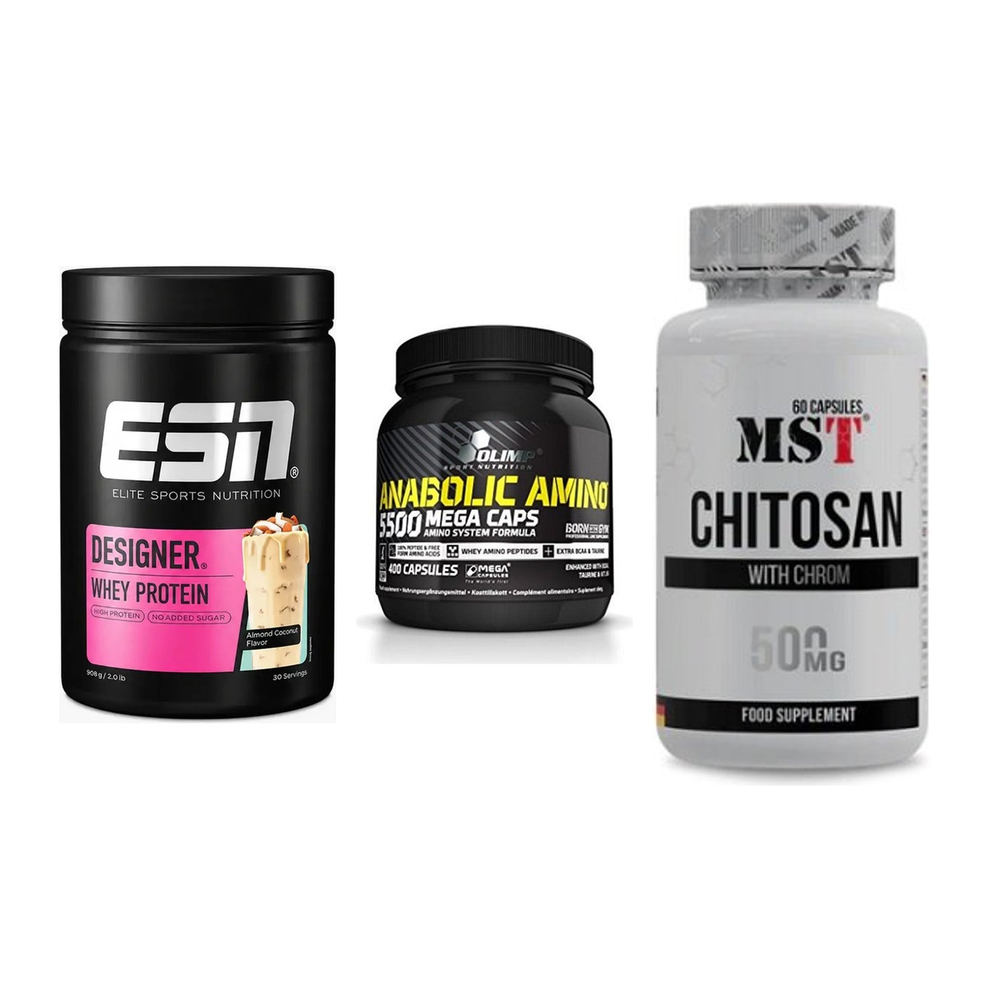 Definitionsphase-Set: ESN Designer + Olimp Anabolic + MST Chitosan – alle enthaltenen Artikel