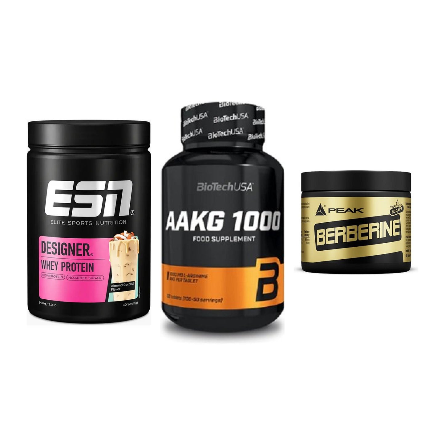 Definitionsphase-Set: ESN Designer + BioTech AAKG + Peak Berberine – alle enthaltenen Artikel