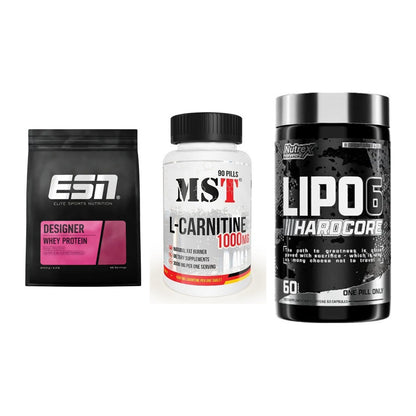 Definitionsphase-Set: ESN Designer + MST L-Carnitin + Nutrex Lipo 6 – alle enthaltenen Artikel