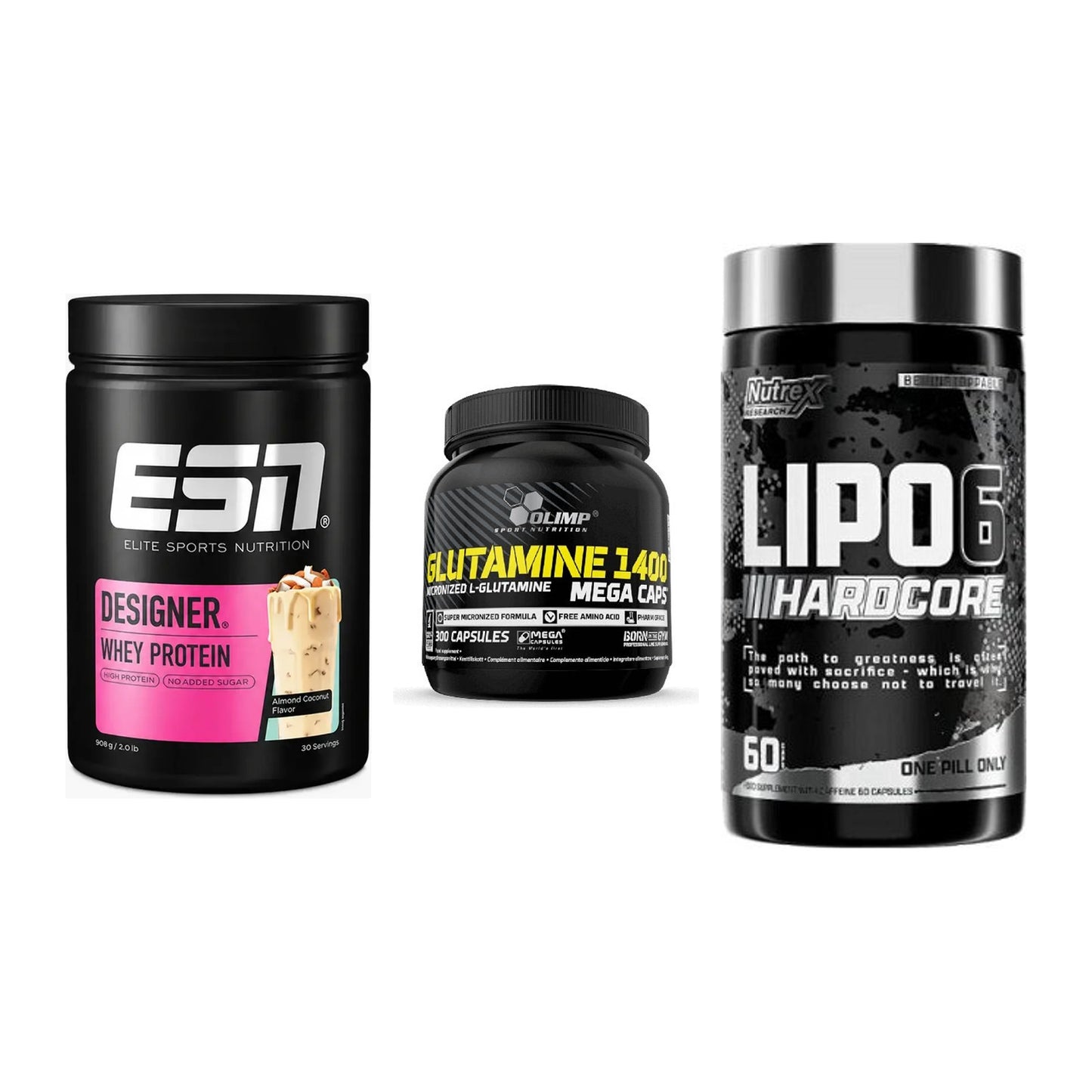 Definitionsphase-Set: ESN Designer + Olimp L-Glutam + Nutrex Lipo 6 – alle enthaltenen Artikel