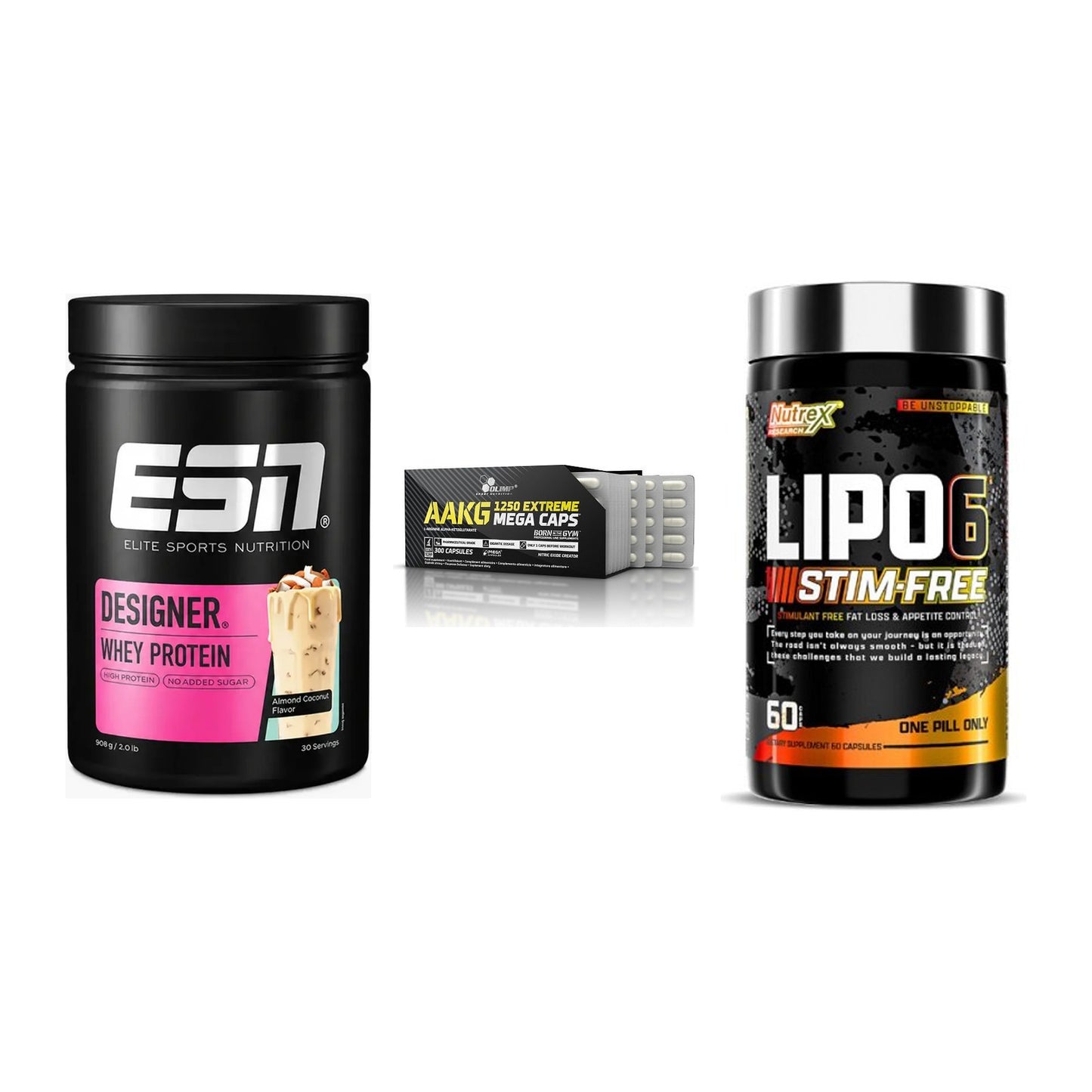 Definitionsphase-Set: ESN Designer + Olimp AAKG + Nutrex Lipo 6 – alle enthaltenen Artikel