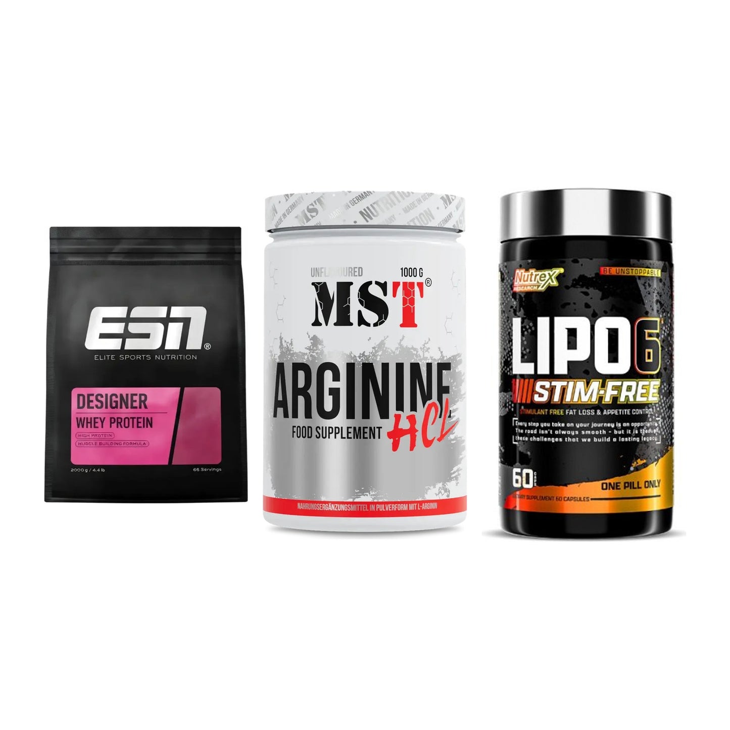 Definitionsphase-Set: ESN Designer + MST Arginine + Nutrex Lipo 6 – alle enthaltenen Artikel