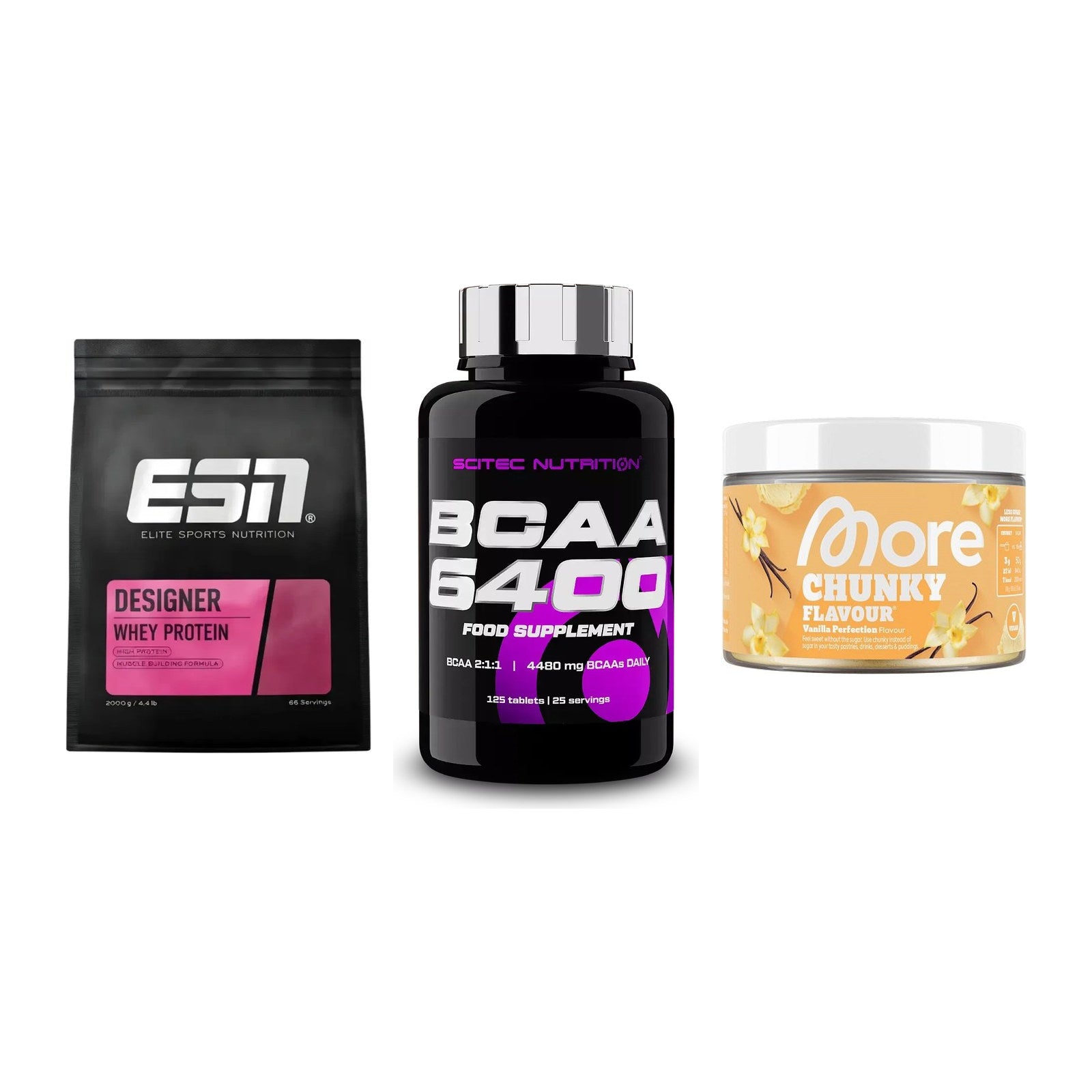 Definitionsphase-Set: ESN Designer + Scitec BCAA + More Nutrition – alle enthaltenen Artikel