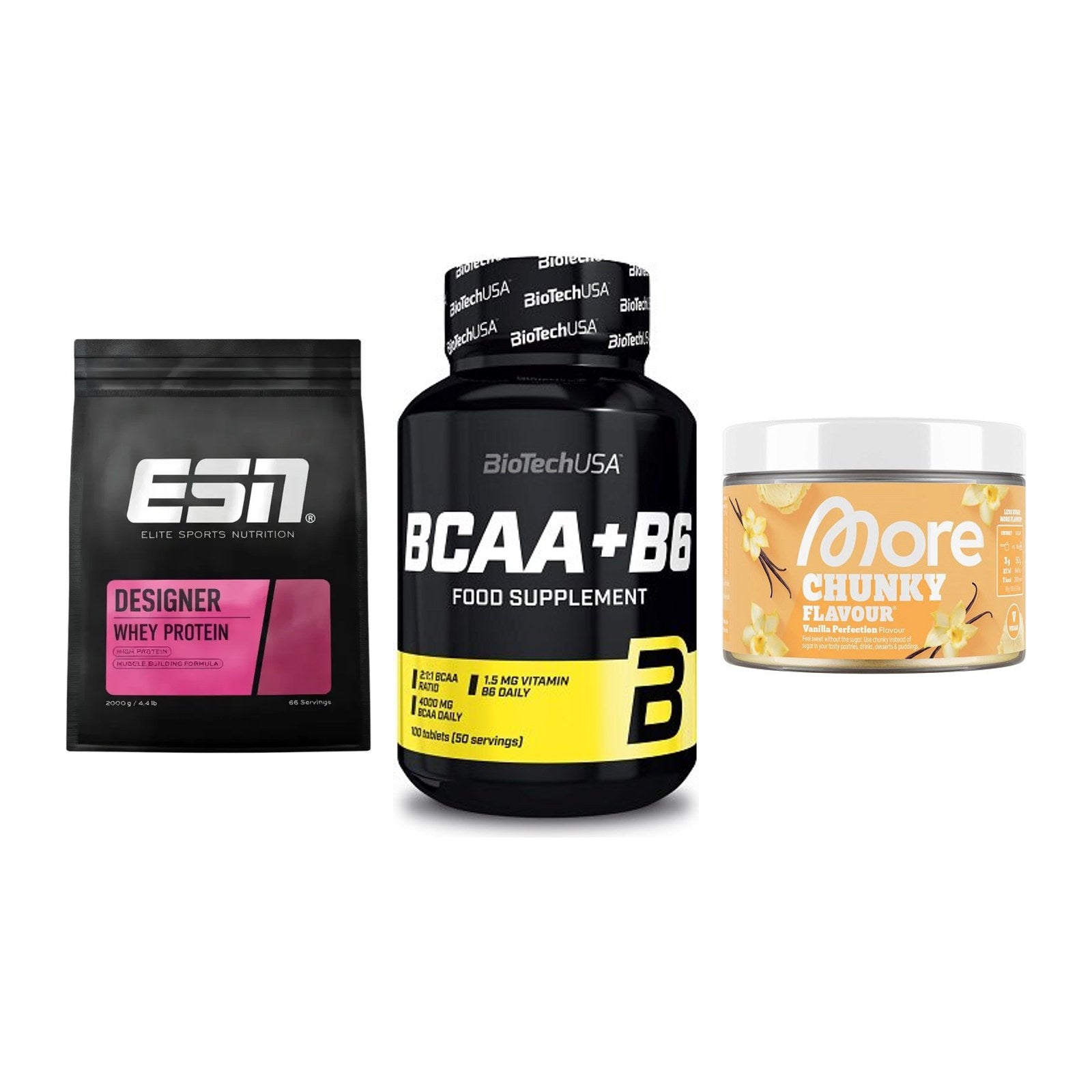 Definitionsphase-Set: ESN Designer + BioTech BCAA+B + More Nutrition – alle enthaltenen Artikel