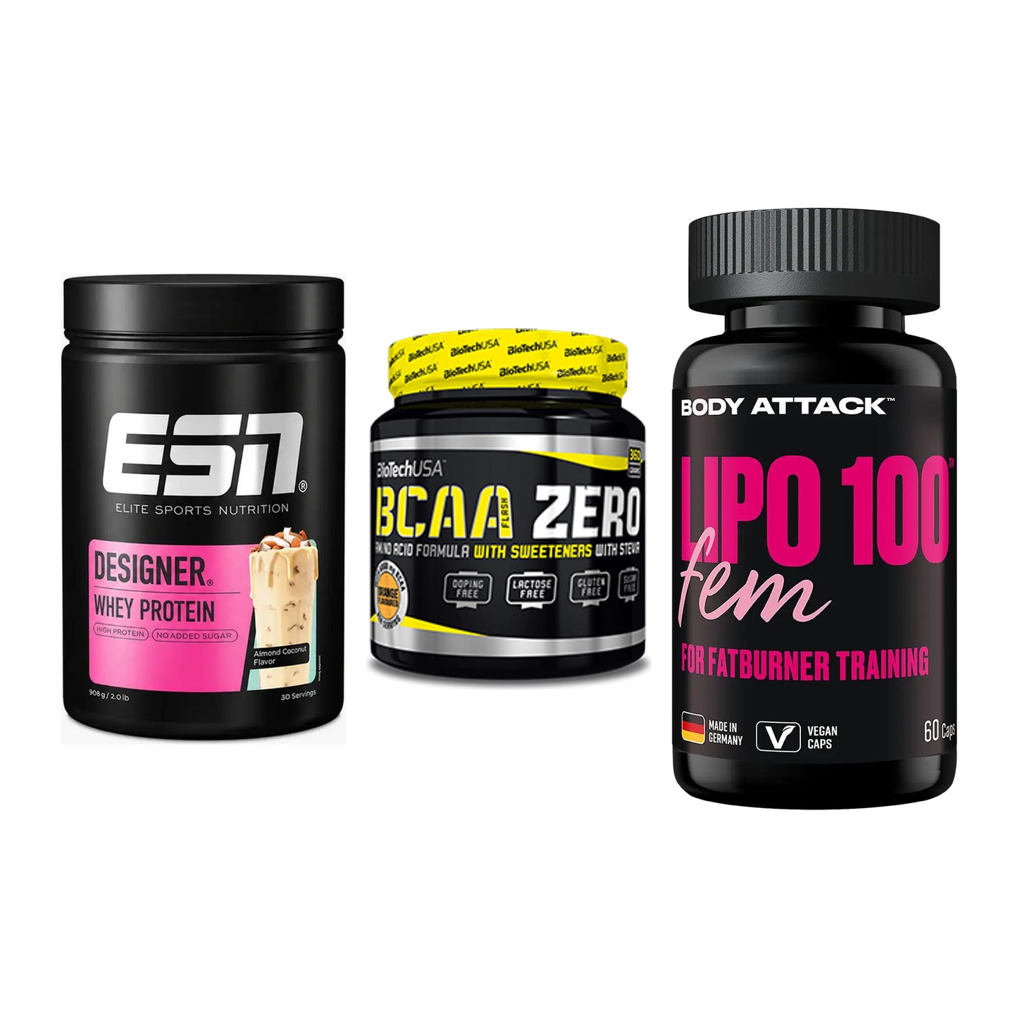 Definitionsphase-Set: ESN Designer + BioTech BCAA + Body Attack – alle enthaltenen Artikel