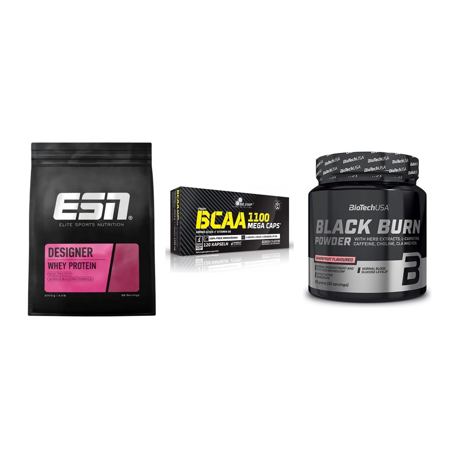 Definitionsphase-Set: ESN Designer + Olimp BCAA + BioTech Black – alle enthaltenen Artikel