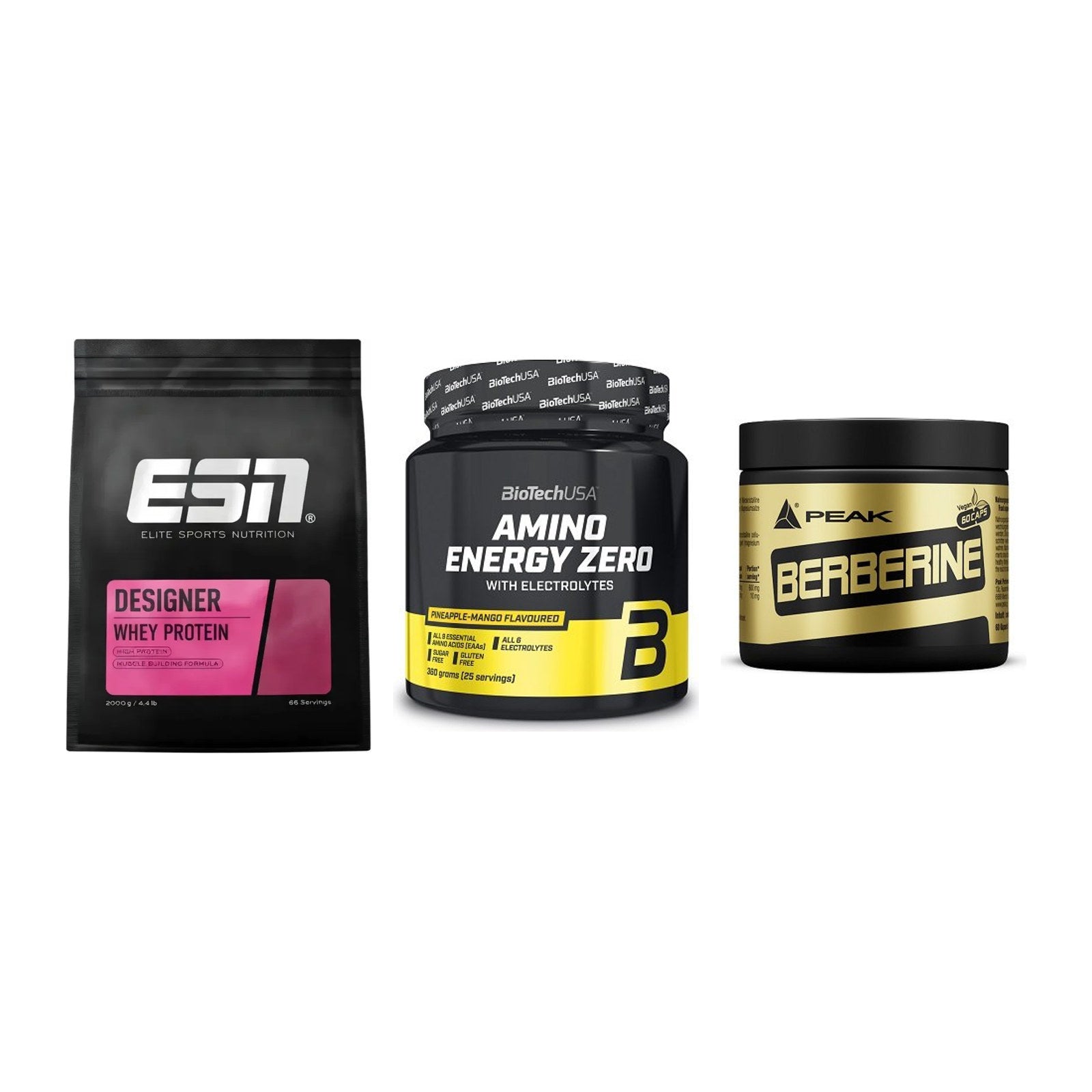 Definitionsphase-Set: ESN Designer + BioTech Amino + Peak Berberine – alle enthaltenen Artikel