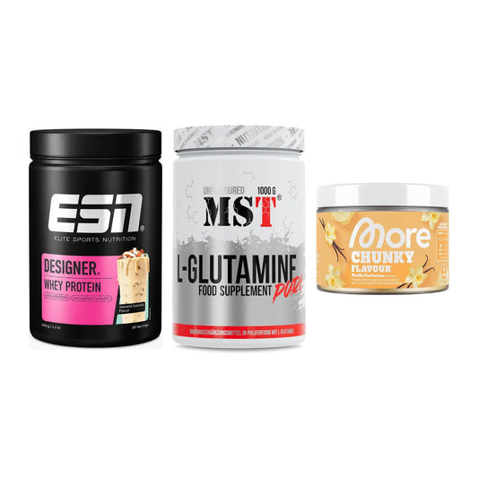 Definitionsphase-Set: ESN Designer + MST Glutamine + More Nutrition – alle enthaltenen Artikel