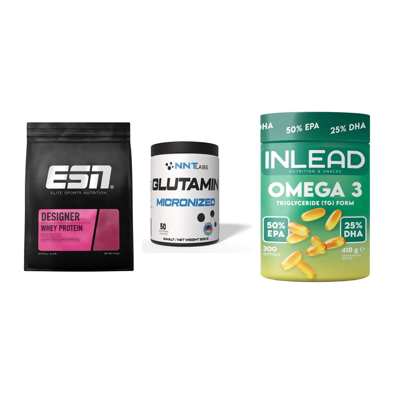 Definitionsphase-Set: ESN Designer + NNT Glutamin + INLEAD Omega-3 – alle enthaltenen Artikel