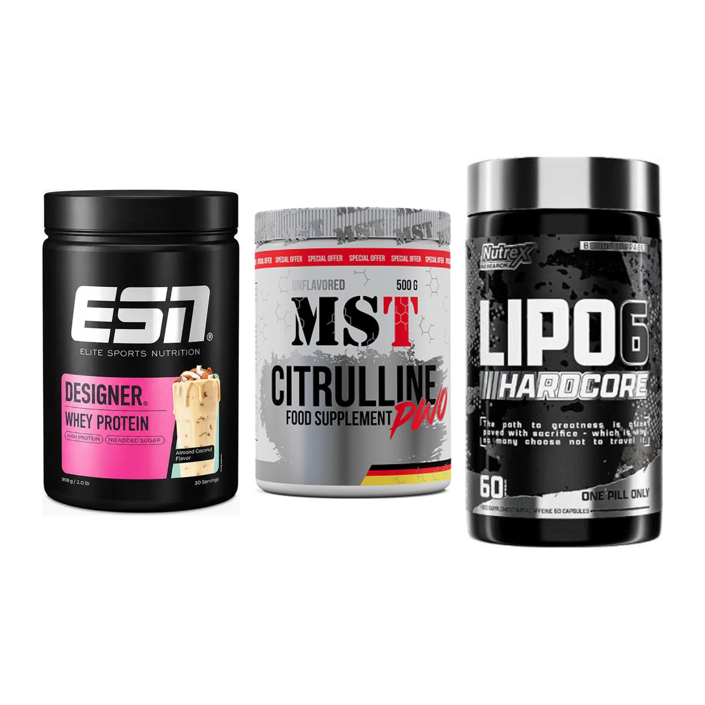 Definitionsphase-Set: ESN Designer + MST Citrulline + Nutrex Lipo 6 – alle enthaltenen Artikel