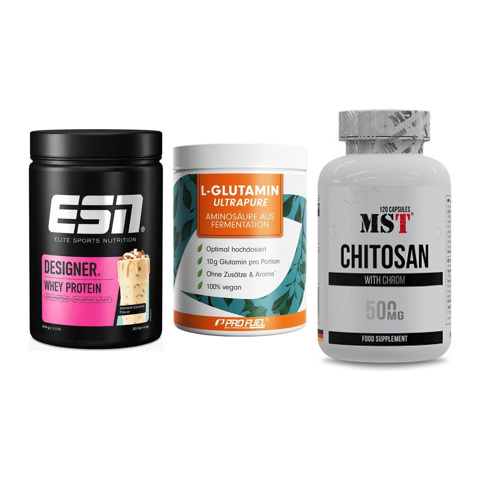 Definitionsphase-Set: ESN Designer + ProFuel Glutam + MST Chitosan – alle enthaltenen Artikel