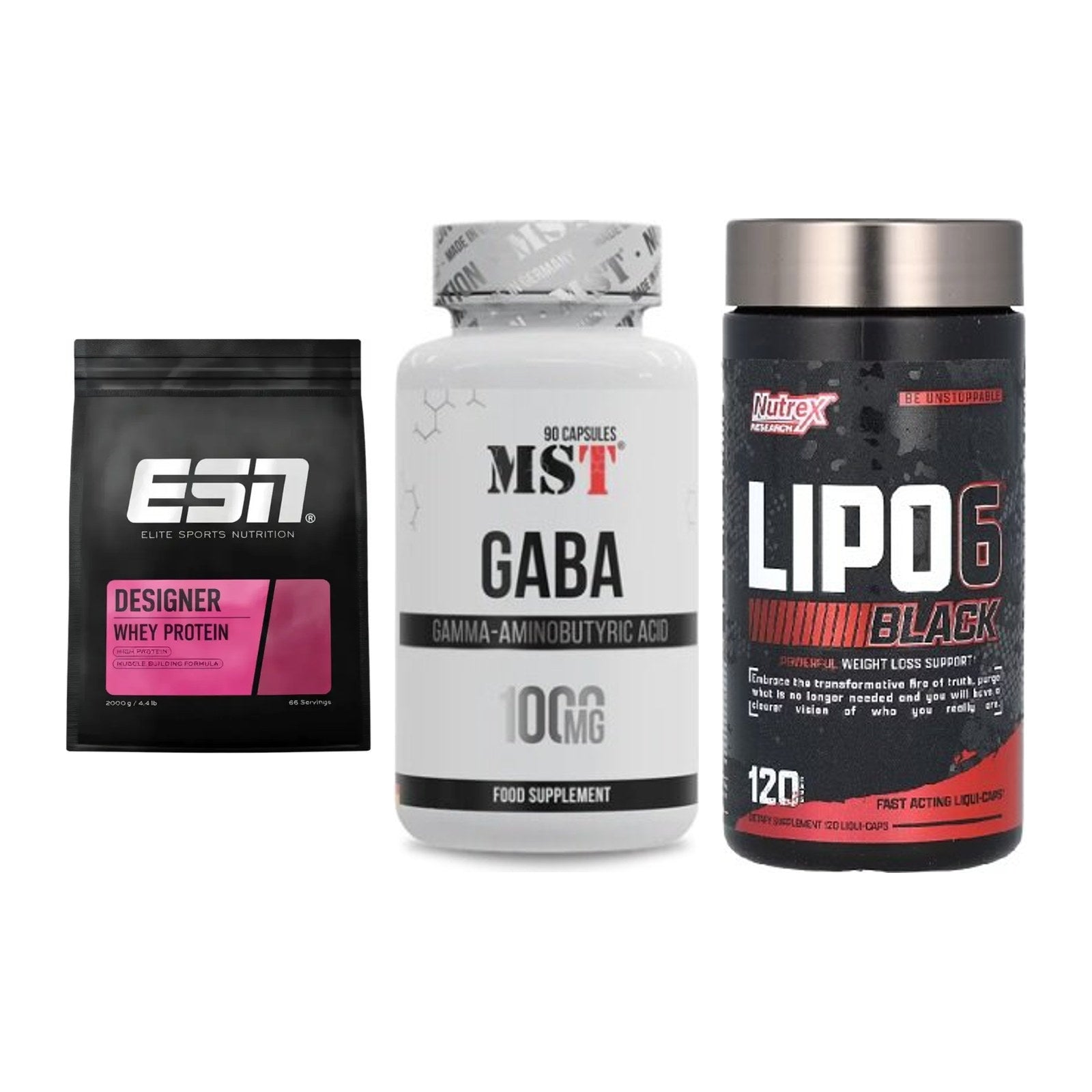 Definitionsphase-Set: ESN Designer + MST GABA + Nutrex Lipo 6 – alle enthaltenen Artikel