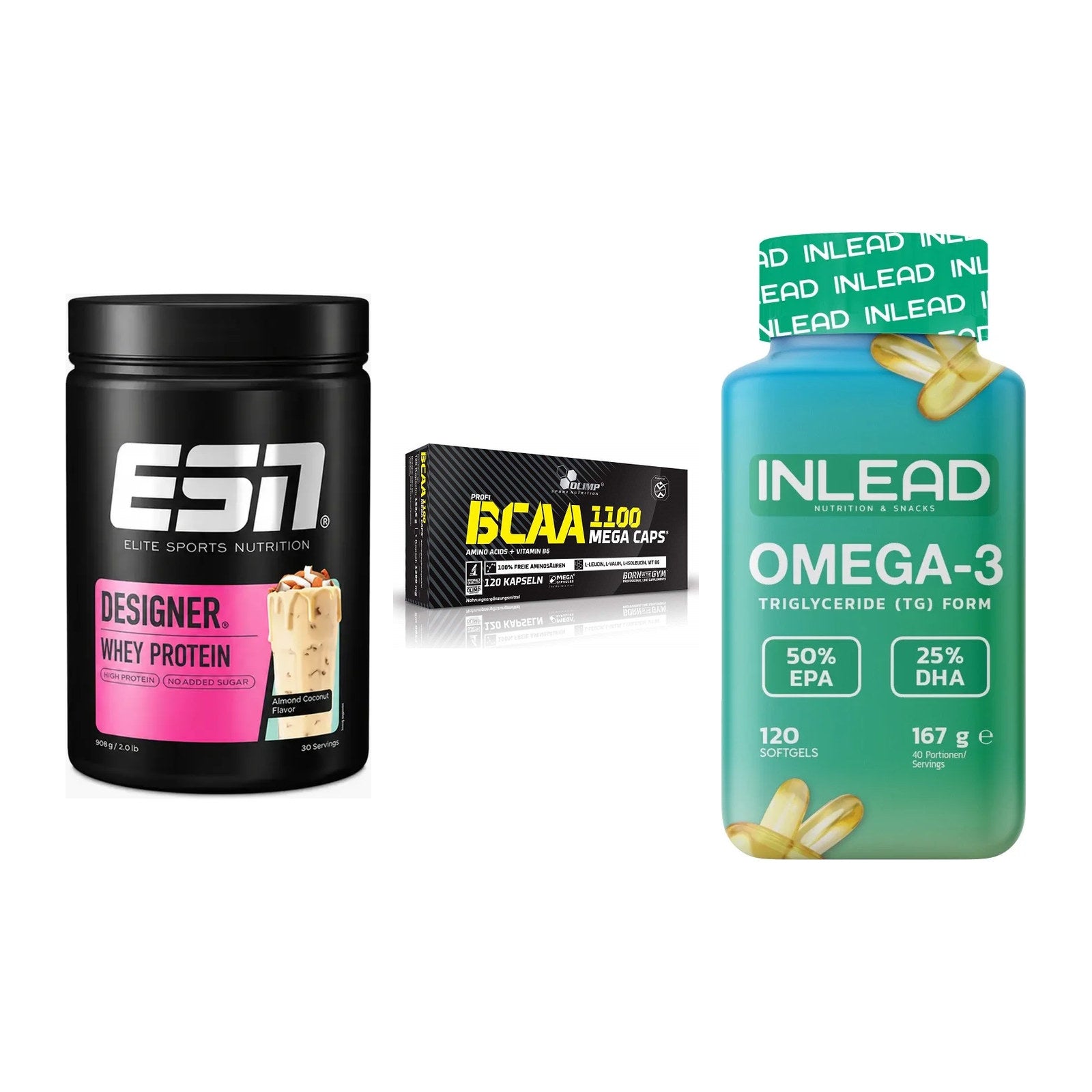 Definitionsphase-Set: ESN Designer + Olimp BCAA + INLEAD Omega-3 – alle enthaltenen Artikel