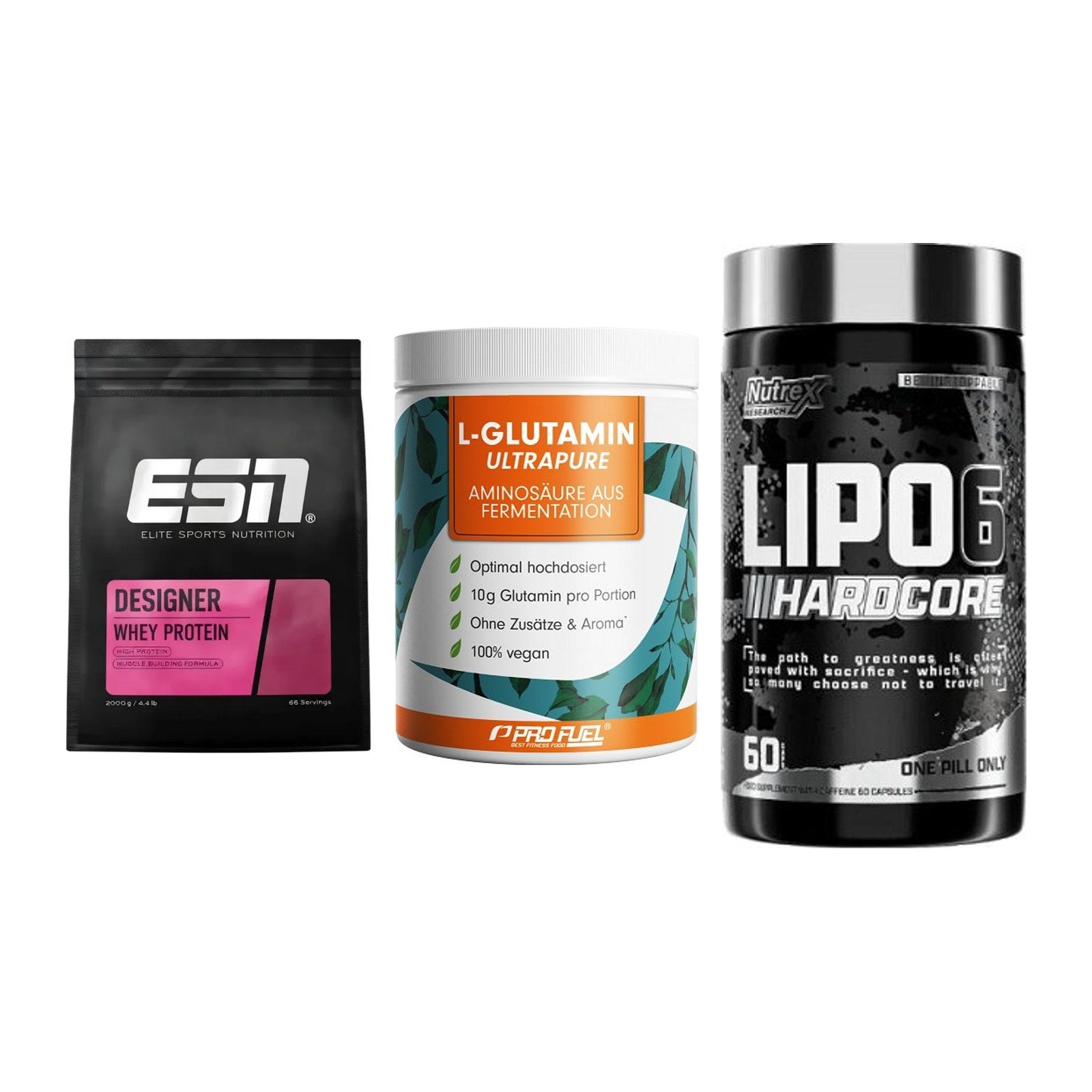 Definitionsphase-Set: ESN Designer + ProFuel Glutam + Nutrex Lipo 6 – alle enthaltenen Artikel