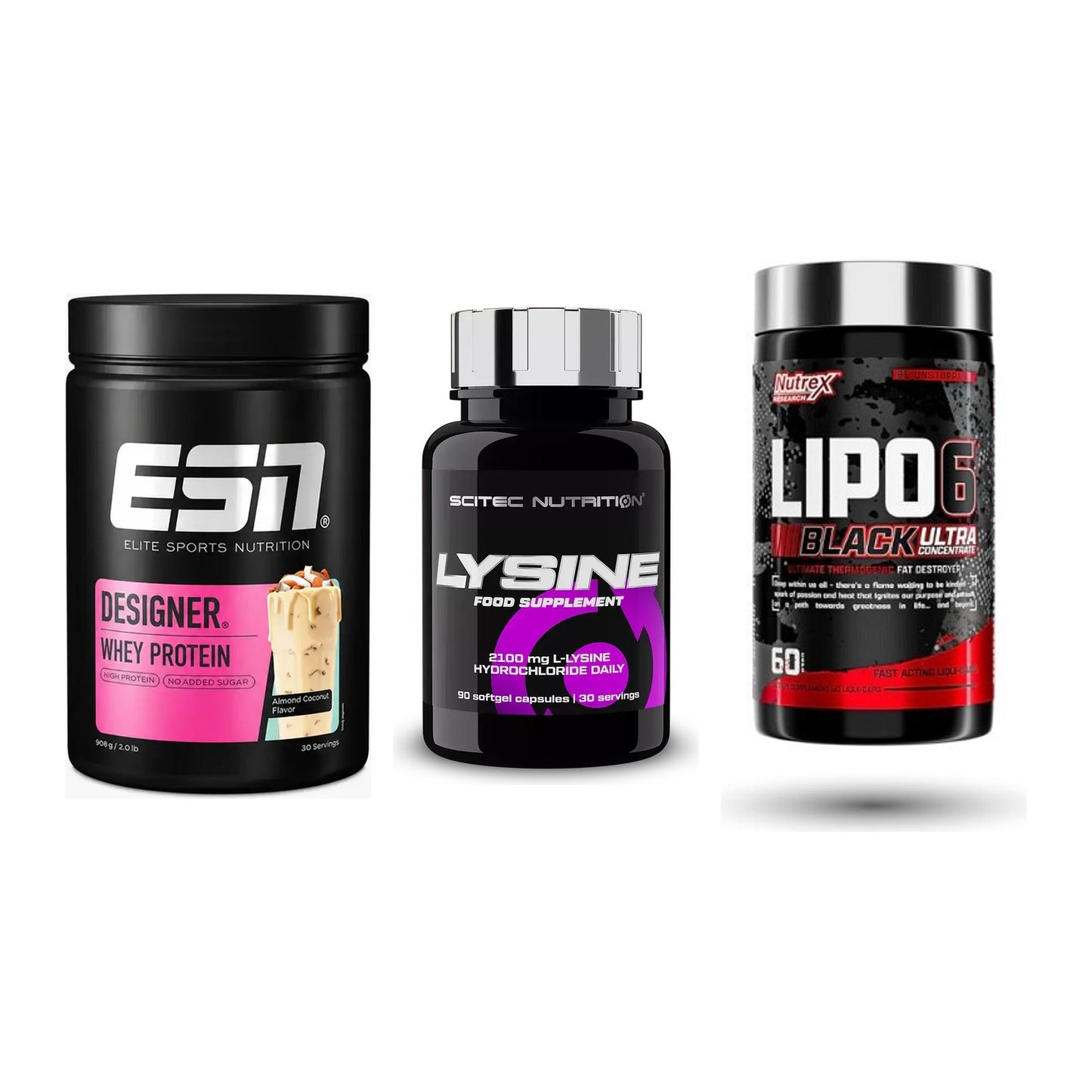 Definitionsphase-Set: ESN Designer + Scitec Lysine + Nutrex Lipo 6 – alle enthaltenen Artikel