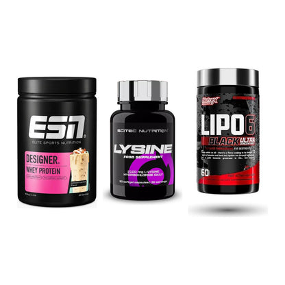 Definitionsphase-Set: ESN Designer + Scitec Lysine + Nutrex Lipo 6 – alle enthaltenen Artikel