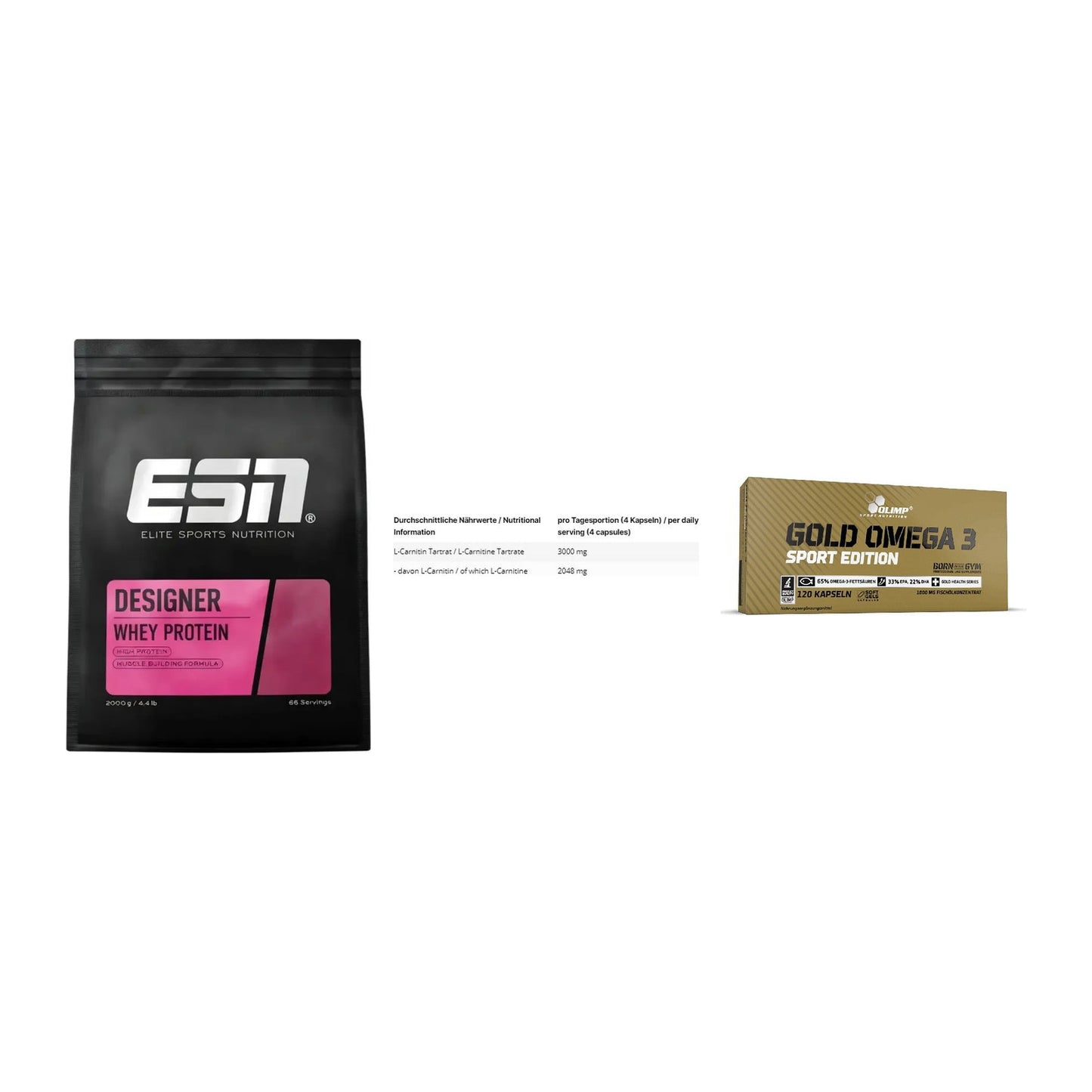 Definitionsphase-Set: ESN Designer + INLEAD L-Carni + Olimp Omega 3 – alle enthaltenen Artikel