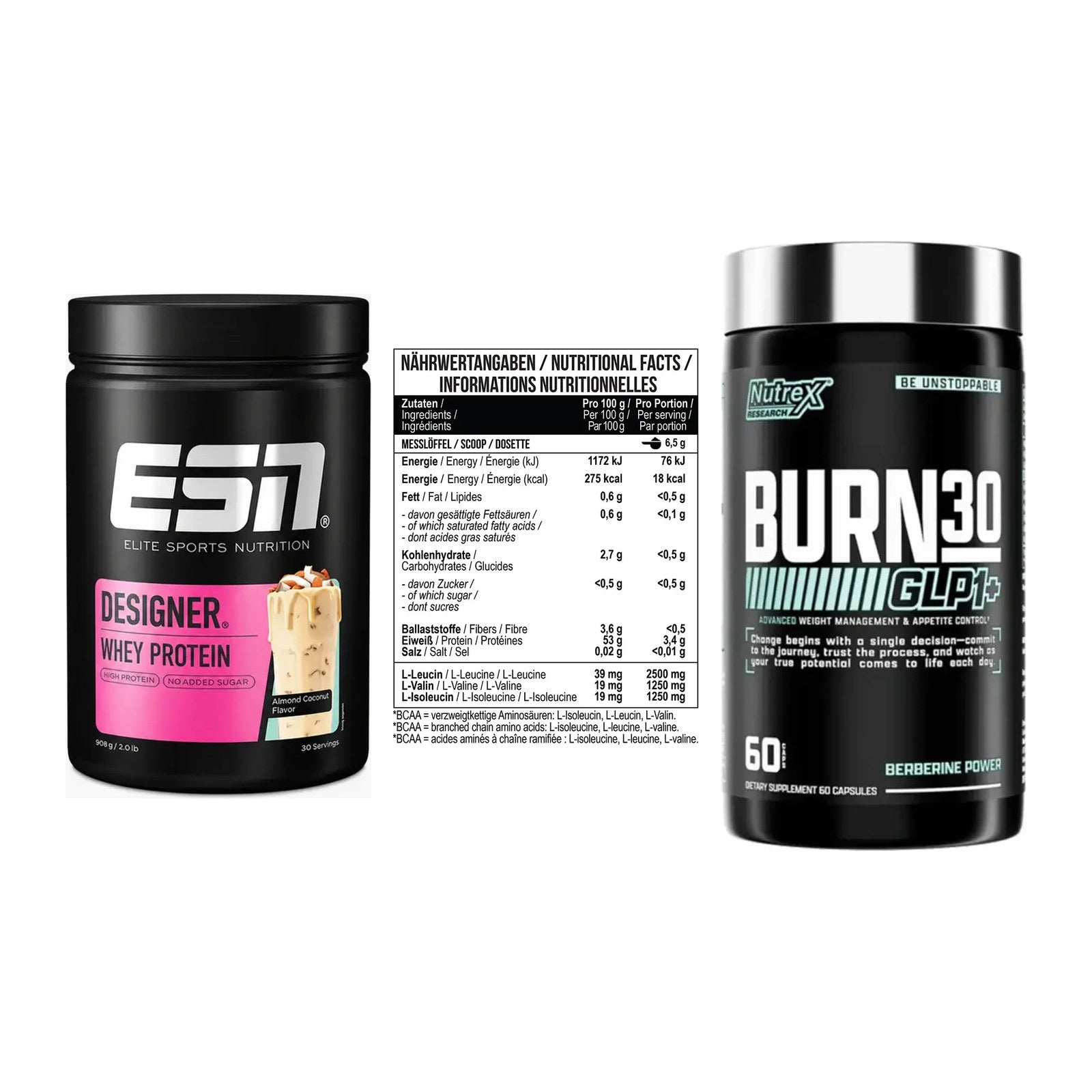 Definitionsphase-Set: ESN Designer + MST BCAA Zero + Nutrex Burn 30 – alle enthaltenen Artikel