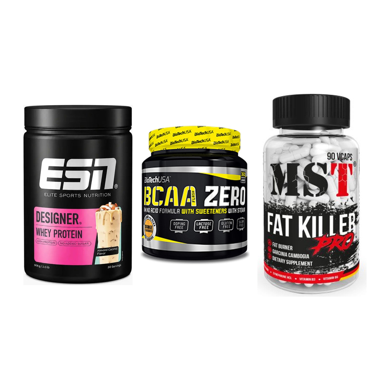 Definitionsphase-Set: ESN Designer + BioTech BCAA + MST Fat Killer – alle enthaltenen Artikel