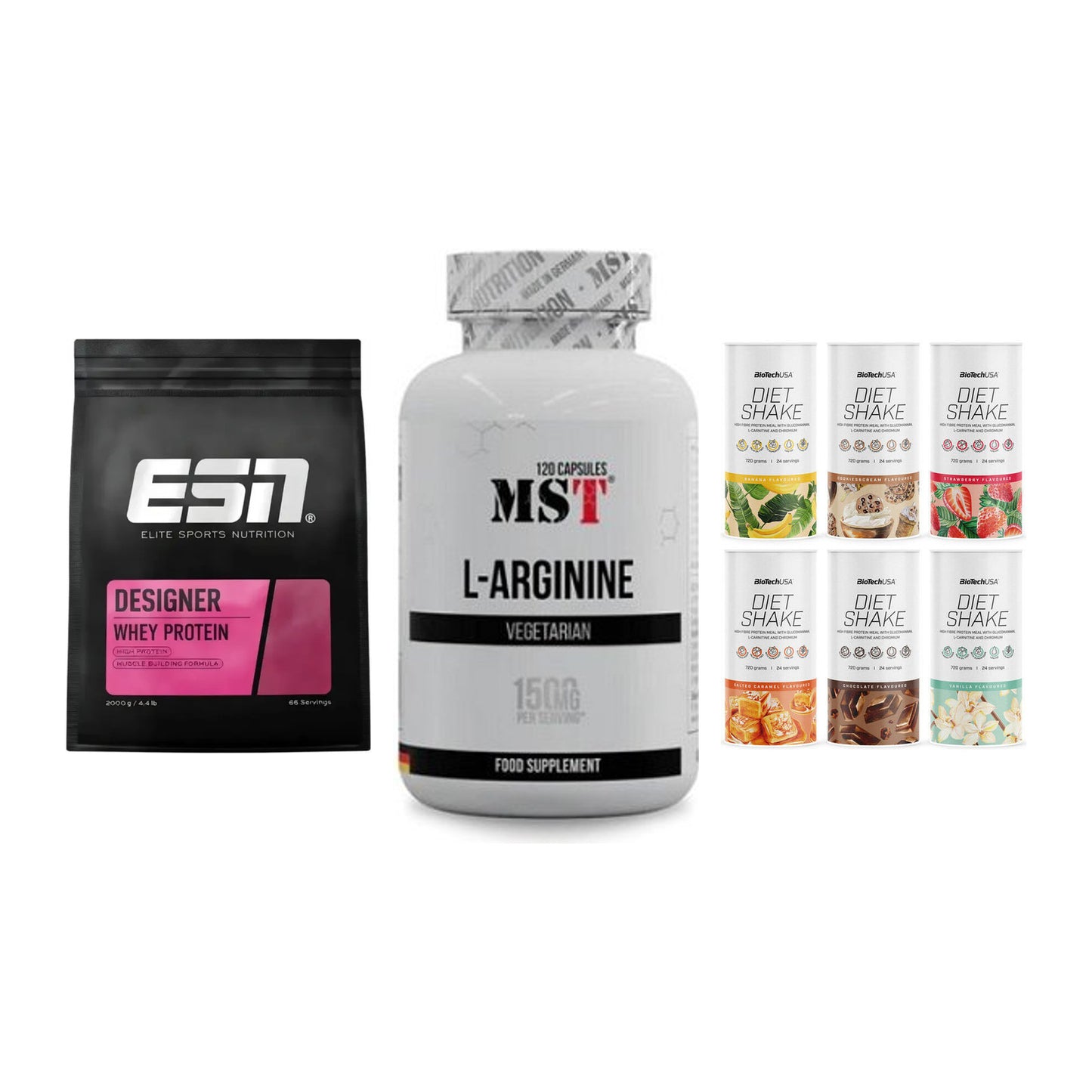 Definitionsphase-Set: ESN Designer + MST L-Arginine + BioTech Diet – alle enthaltenen Artikel