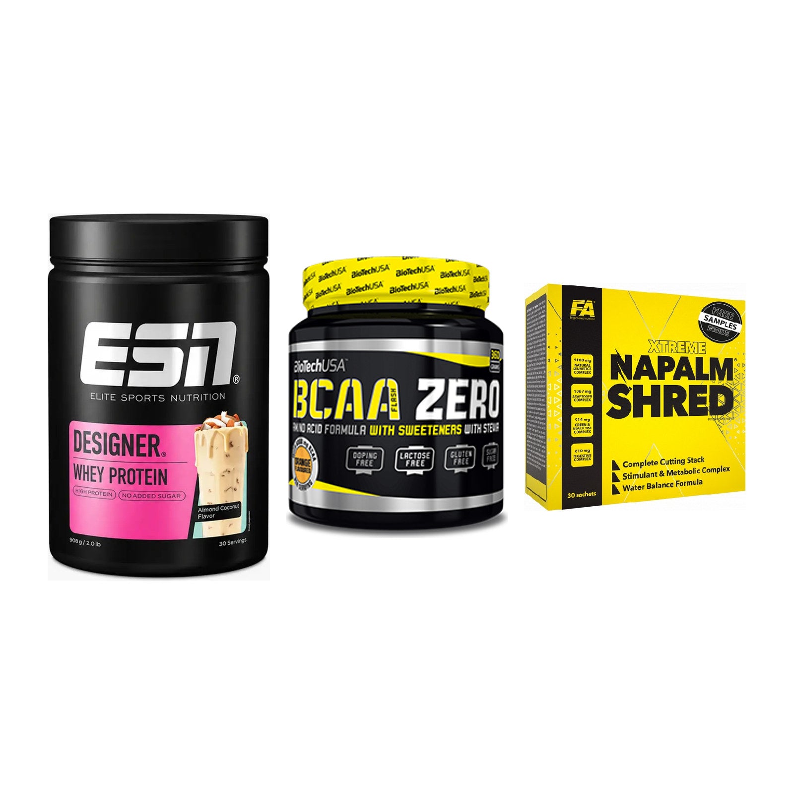 Definitionsphase-Set: ESN Designer + BioTech BCAA + FA Nutrition – alle enthaltenen Artikel