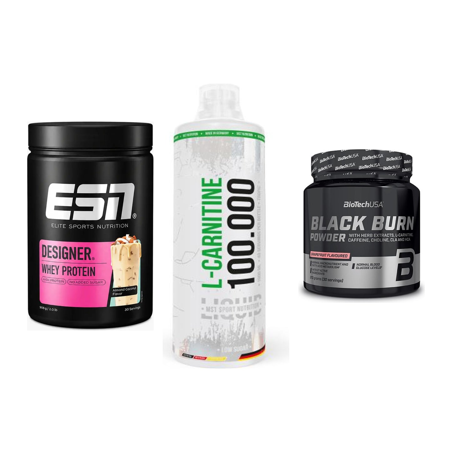 Definitionsphase-Set: ESN Designer + MST L-Carnitin + BioTech Black – alle enthaltenen Artikel