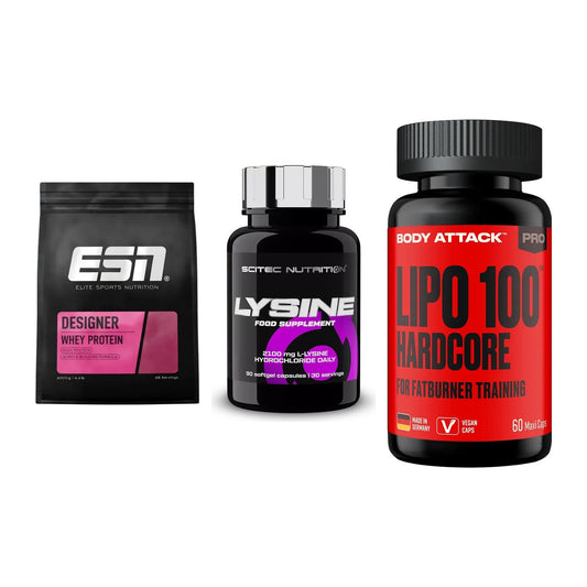 Definitionsphase-Set: ESN Designer + Scitec Lysine + Body Attack – alle enthaltenen Artikel