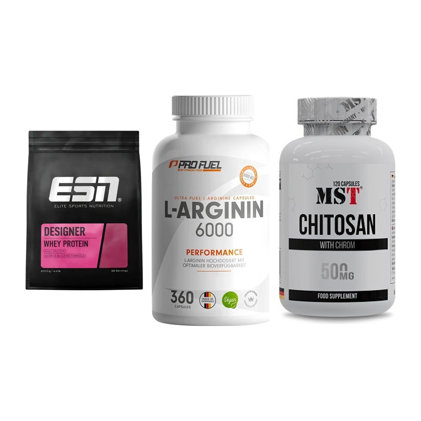 Definitionsphase-Set: ESN Designer + ProFuel L-Argi + MST Chitosan – alle enthaltenen Artikel