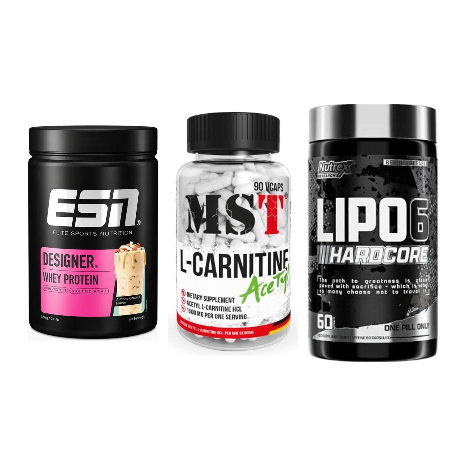 Definitionsphase-Set: ESN Designer + MST L-Carnitin + Nutrex Lipo 6 – alle enthaltenen Artikel