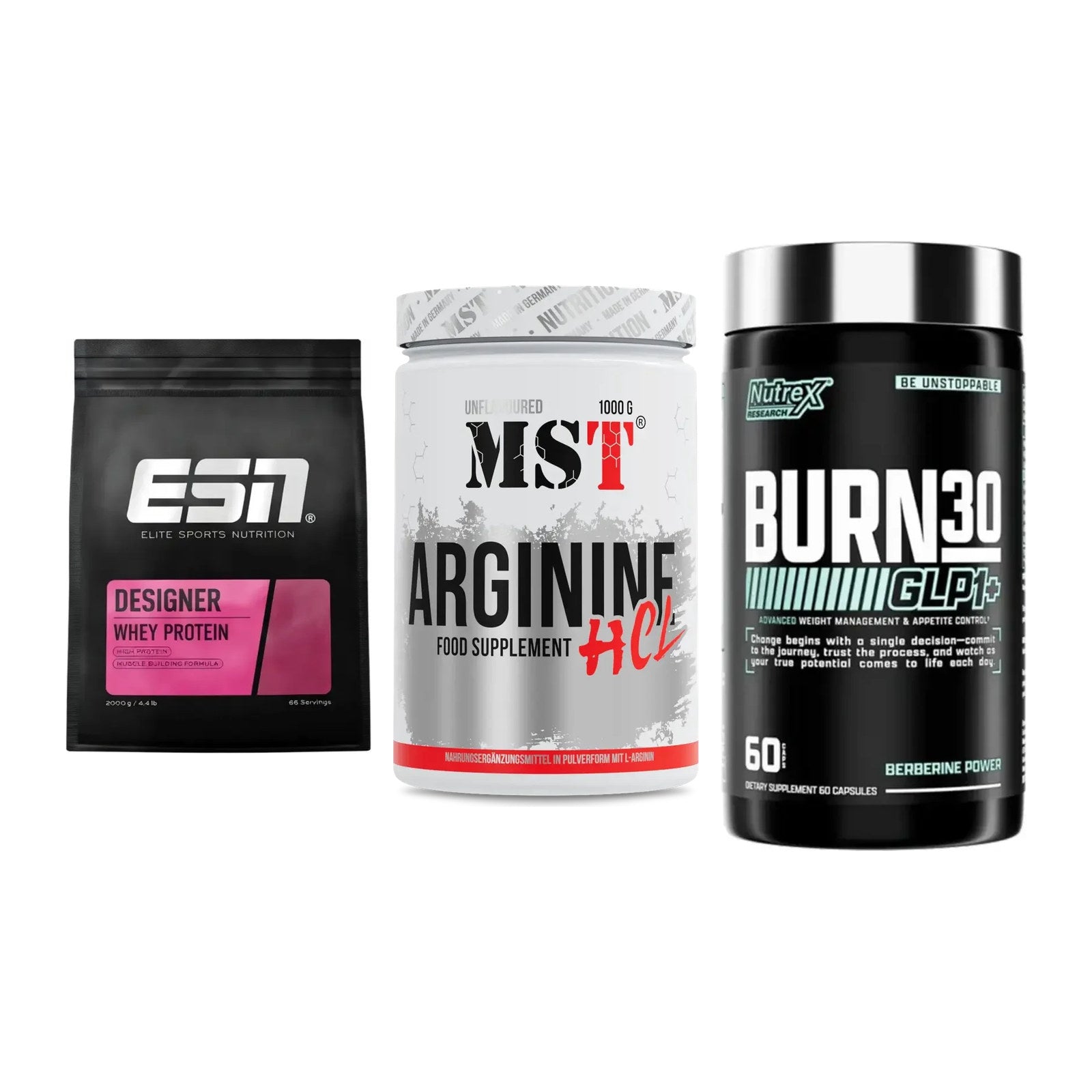 Definitionsphase-Set: ESN Designer + MST Arginine + Nutrex Burn 30 – alle enthaltenen Artikel