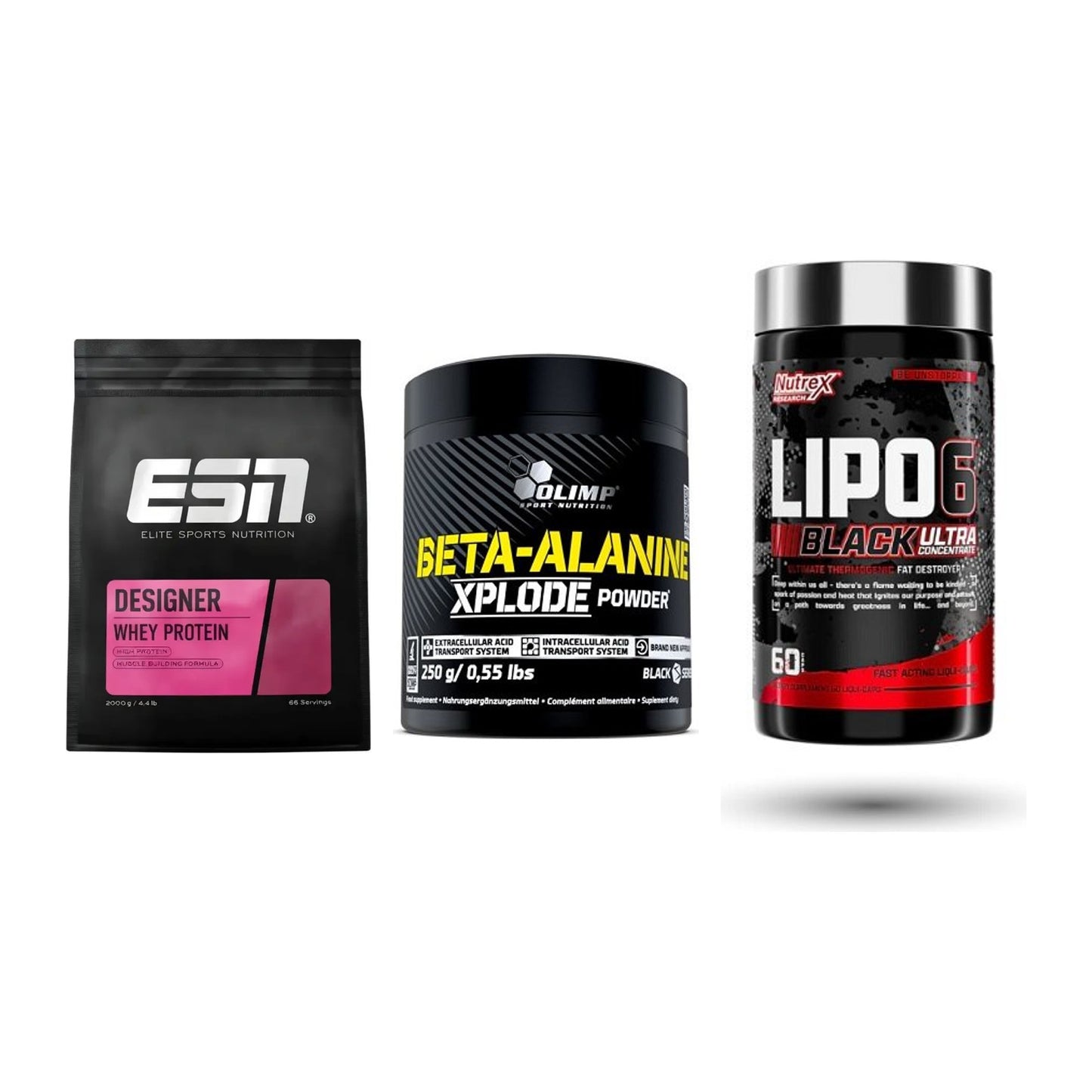 Definitionsphase-Set: ESN Designer + Olimp Beta-Ala + Nutrex Lipo 6 – alle enthaltenen Artikel