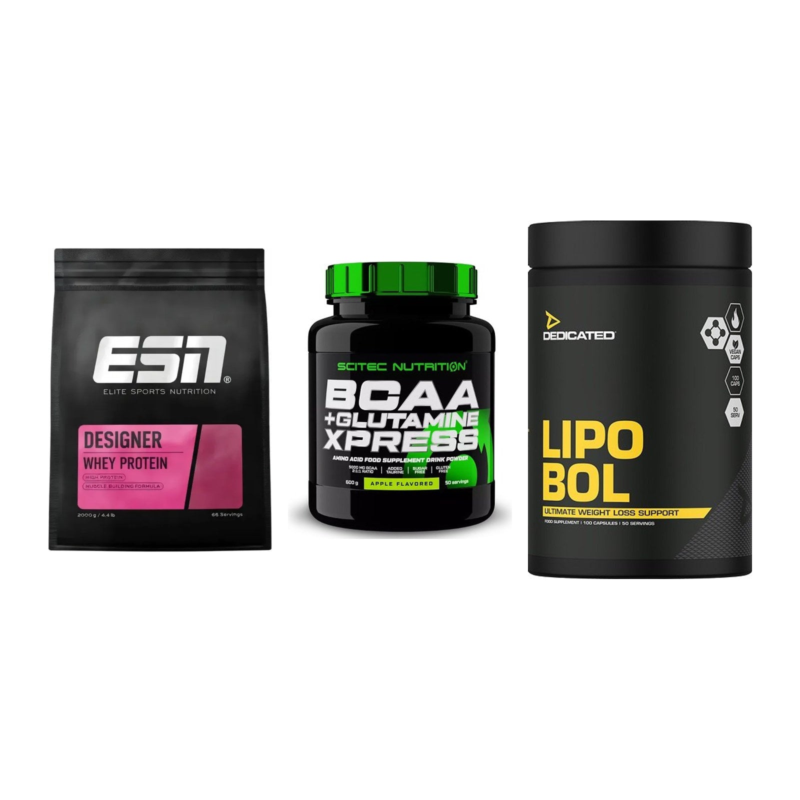 Definitionsphase-Set: ESN Designer + Scitec BCAA + Dedicated – alle enthaltenen Artikel
