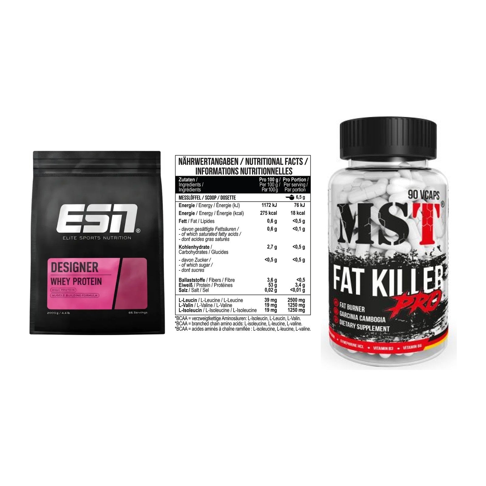 Definitionsphase-Set: ESN Designer + MST BCAA Zero + MST Fat Killer – alle enthaltenen Artikel