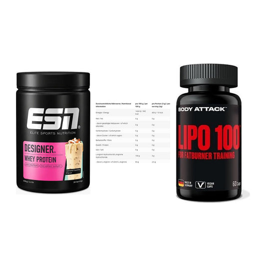 Definitionsphase-Set: ESN Designer + INLEAD L-Argin + Body Attack – alle enthaltenen Artikel