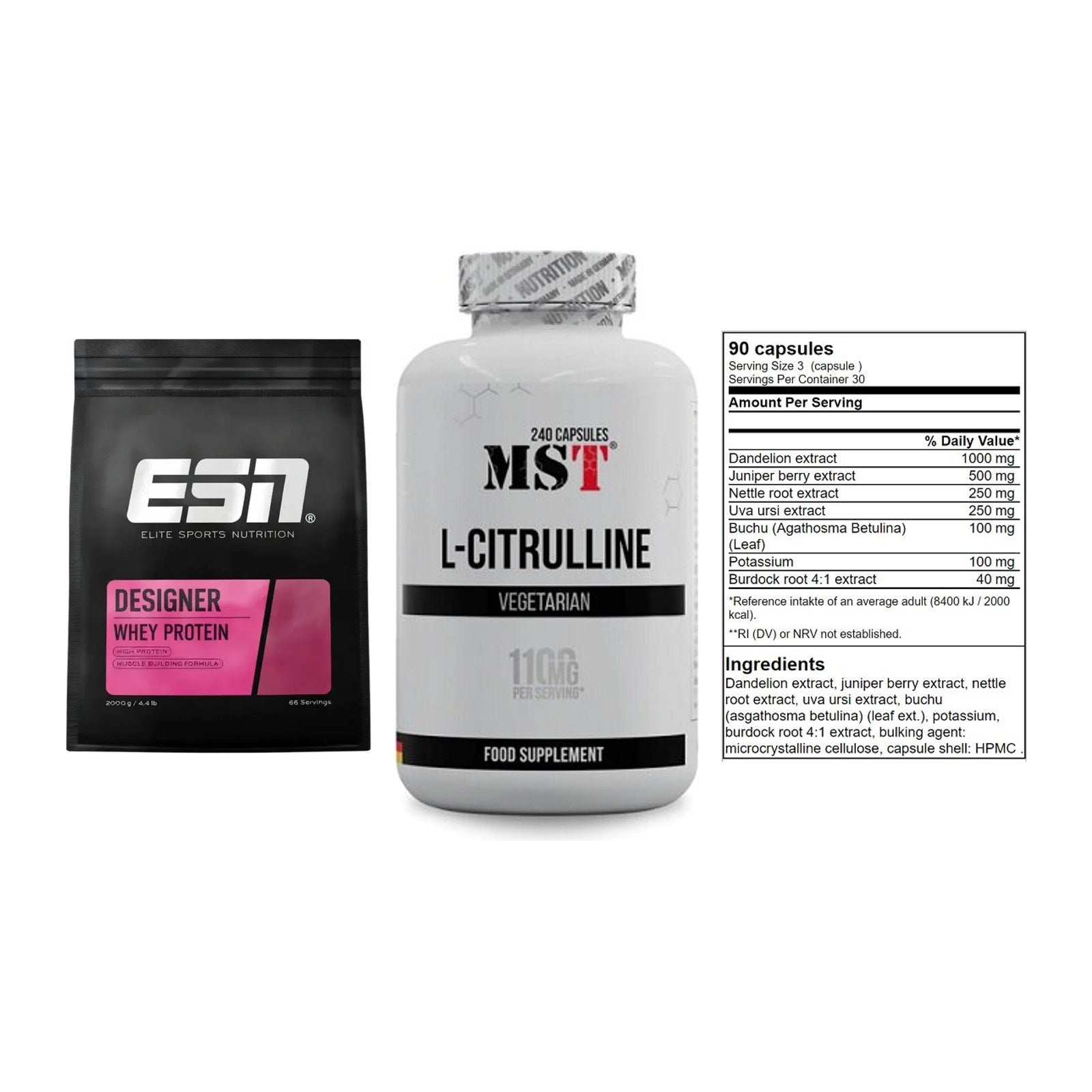 Definitionsphase-Set: ESN Designer + MST Citrulline + GN Shred Cuts – alle enthaltenen Artikel