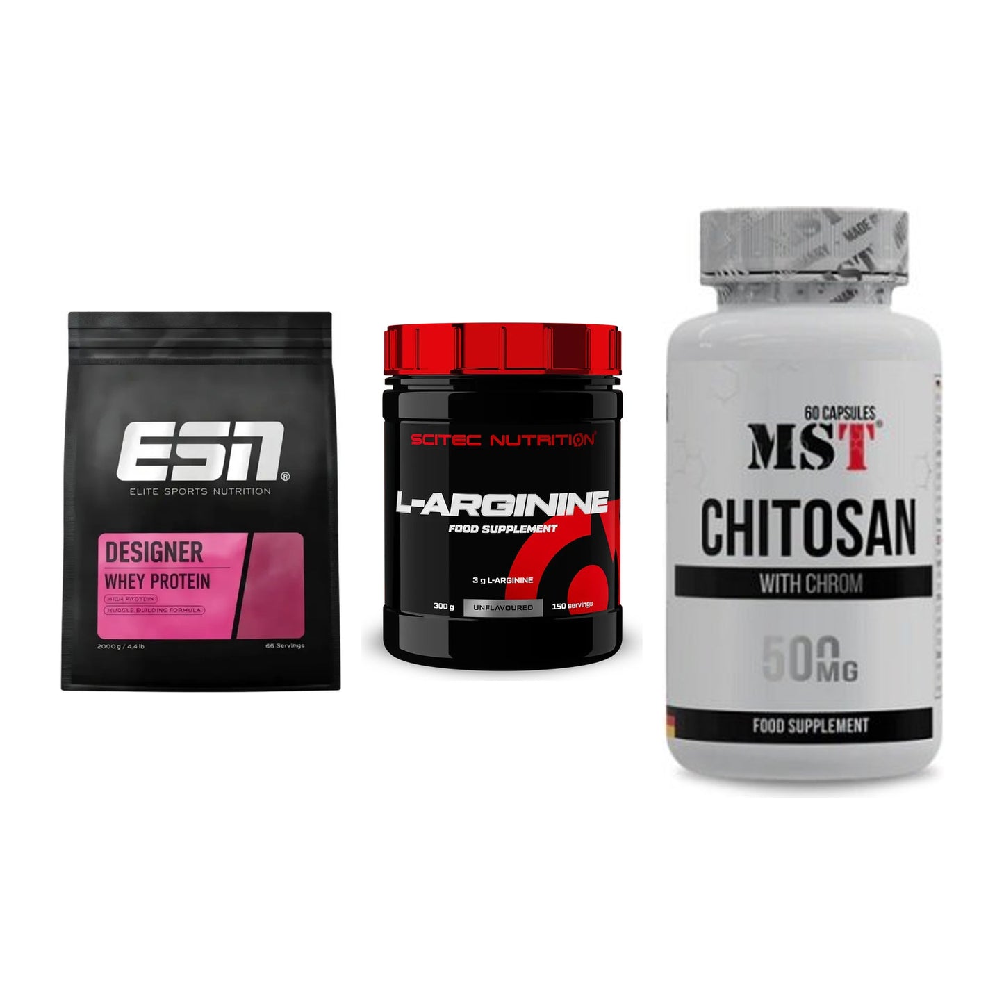 Definitionsphase-Set: ESN Designer + Scitec Arginin + MST Chitosan – alle enthaltenen Artikel