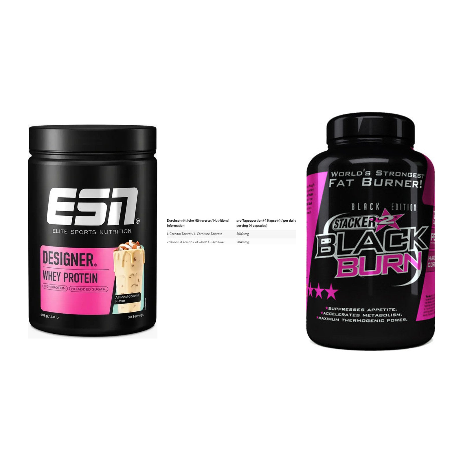 Definitionsphase-Set: ESN Designer + INLEAD L-Carni + Stacker2 Black – alle enthaltenen Artikel