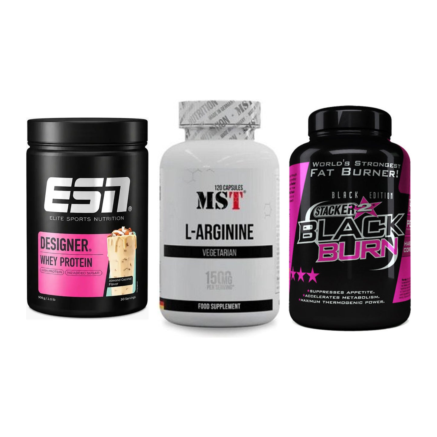 Definitionsphase-Set: ESN Designer + MST L-Arginine + Stacker2 Black – alle enthaltenen Artikel
