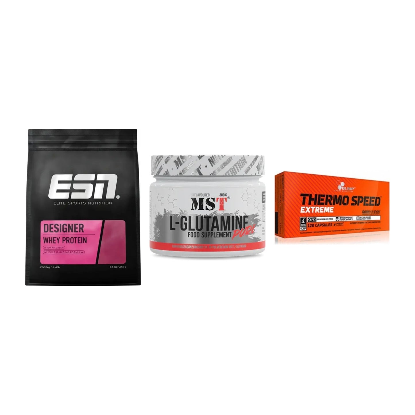 Definitionsphase-Set: ESN Designer + MST Glutamine + Olimp Thermo – alle enthaltenen Artikel
