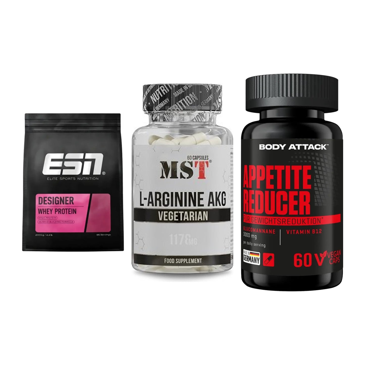 Definitionsphase-Set: ESN Designer + MST Arginin + Body Attack – alle enthaltenen Artikel