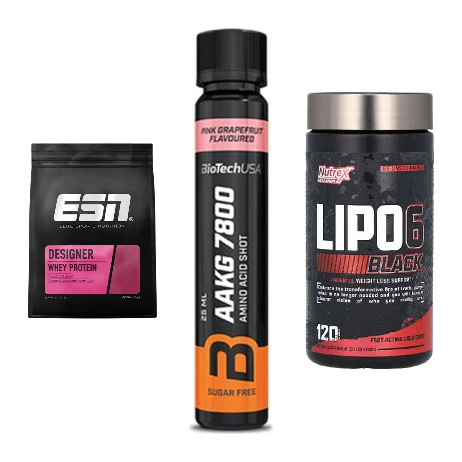 Definitionsphase-Set: ESN Designer + BioTech AAKG + Nutrex Lipo 6 – alle enthaltenen Artikel